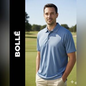 BOLLE Men's Big & Tall Blue Polo Shirt 3 Button Placket Side Slits Size Large